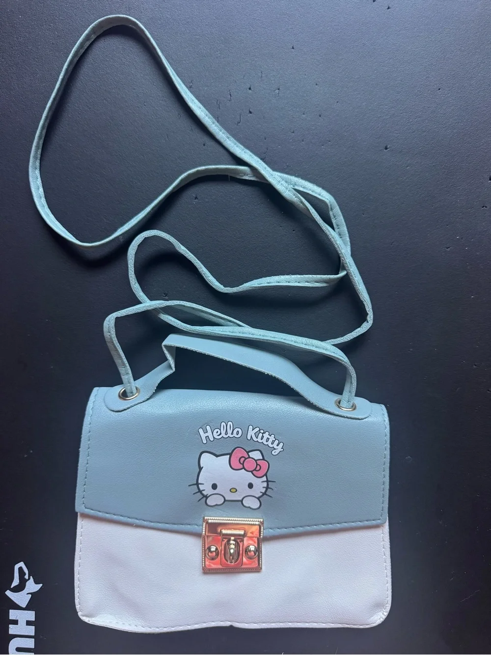 Hello Kitty Light Blue & White Kids Shoulder Bag with Pink Bow Accent